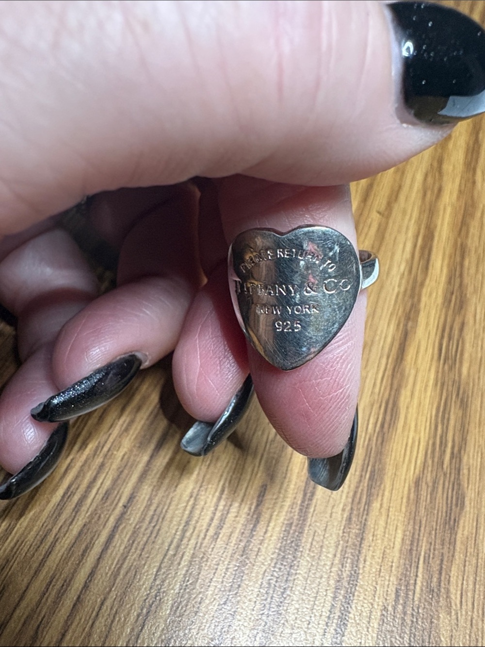 Tiffany & Co. Sterling Heart Tag Ring